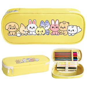 Skzoo 연필 케이스 대형 휴대용 만화 크리 에이 티브 지퍼 캔버스 주머니 학생 학교 용품 편지지 보관 가방 어린이 선물