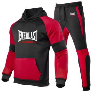 Everlast 2025 봄 가을 남성용 새로운 Hight 품질 후드 티 스웨터 코튼 탑 + 스웨트 팬츠 스포츠 러닝 2 피스 세트