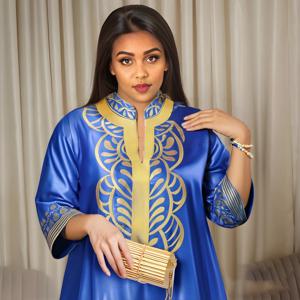 여성용 아프리카 의상 아바야 자수 플러스 사이즈 우아한 파티 교회 드레스