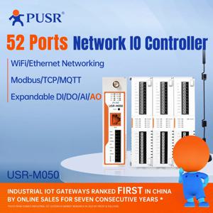 PUSR 52포트 확장형 I/O 모듈 2DI+2DO 모드버스 게이트웨이 TCP/RTU/MQTT 지원 와이파이/이더넷 네트워크 원격 관리 USR-M050