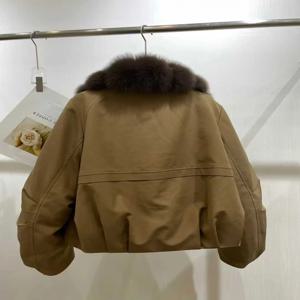 럭셔리 퍼 칼라 다운 재킷 여성용 숏 루즈 웜 파카 코트 캐주얼 스타일 80% 다운 필 파워 9% 코튼 패브릭