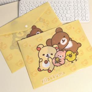 리락쿠마 A4 폴더 만화 방수 시험지 보관 파우치 대용량 문구 보관 가방 학생 사무용품