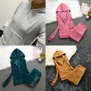 여성용 겨울 벨벳 트랙수트: 헤비 듀티 플리스 안감 후드티와 바지 세트 |   단색 따뜻한 조거 세트