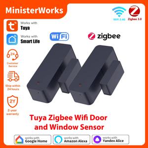 Tuya Zigbee 와이파이 도어 및 창문 센서 보안 도난 경보기 자기 존재 센서 스마트 라이프는 구글 홈 알렉사와 함께 작동합니다