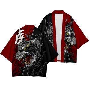 일본 전통 의상 드래곤 프린트 기모노 소년 소녀 아시아 레트로 유카타 한푸 유카타 셔츠 섹시한 기모노