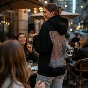 여성용 투명 메쉬 후드티 패션 홀로우 풀오버 가벼운 긴팔 스웨트셔츠 일상 및 스트리트웨어 스타일