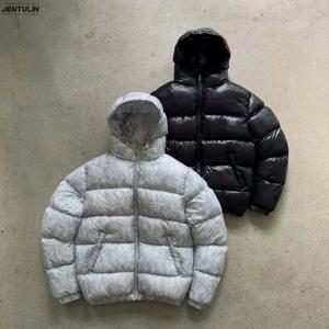 스트리트 자수 넥 워머 남성 재킷 가을 겨울 맞춤형 패션 면 패딩 재킷 탑스 루즈 재킷 여성 의류