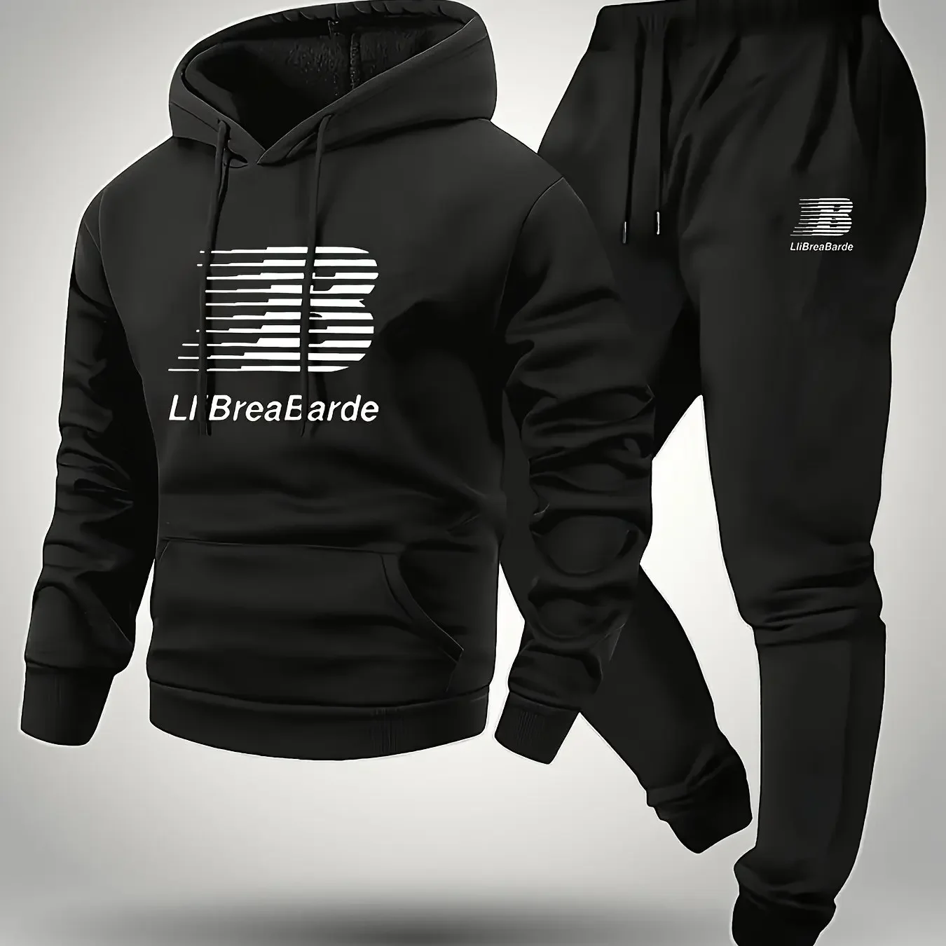 남성용 프린트 레터 그래픽 캐주얼 후드 스포츠 의상 긴 소매 풀오버 약간 신축성이 있어 봄과 가을에 적합