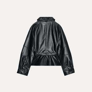 Z 여성 패션 짧은 블랙 가죽 재킷 2025 가을 시즌 스탠다드 핏 여성 코트 스타일리시한 개성 윈드브레이커