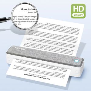 A4 블루투스 비즈니스 여행용 어디서나 인쇄 가능한 무잉크 203DPI 휴대용 충전식 열전사 프린터 LT-P10