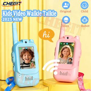 어린이를위한 미니 스마트 카메라 비디오 워키 토키 충전식 인터폰 야외 하이킹 워키 토키 아이 선물 만화 귀여운 게임