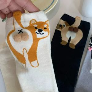 3D 강아지 달걀 모양 양말, 강아지 애호가를 위한 선물, 독특한 강아지 디자인, 통기성 좋은 중목 양말, 남녀공용, 사계절용