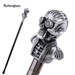 실버 레진 해골 모양 지팡이 패션 장식용 스틸 스틱 신사 우아한 코스프레 지팡이 손잡이 크로시어 92cm