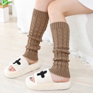 여성용 니트 레그 워머 - 두꺼운 케이블 니트 롱 레그 워머, 실내 및 실외용 따뜻한 겨울 발 워머, 부드럽고 신축성 있는 레그 워머