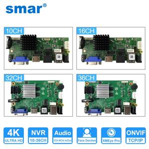 Smar-CCTV 9CH 10CH 16CH 32CH 4K NVR 마더 보드, H.265 + 네트워크 비디오 레코더 5MP 8MP IP 카메라 지원 얼굴 감지 ONVIF