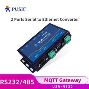 PUSR 2 포트 직렬 장치 서버, RS485 RS232-이더넷 변환기, MQTT/SSL로 모드버스 RTU-모드버스 TCP 게이트웨이 USR-N520 지원