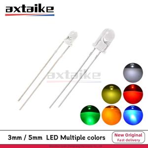 100PCS 3mm 5mm 슈퍼 밝은 물 맑은 녹색 빨간색 흰색 노란색 파란색 빛 LED 전구 방출 다이오드 투명 라운드