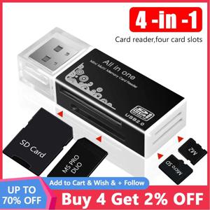 4 in 1 카드 리더기 USB 2.0 멀티 카드 리더기 메모리 어댑터(메모리 스틱 프로 듀오 마이크로 SD/T-플래시/M2/MS 카드 리더기용)