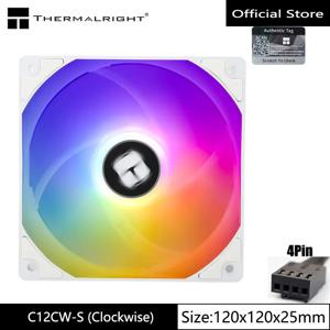 Thermalright TL-C12CW-S 섀시 팬 12cm4핀 PWM ARGB 다채로운 팬(시계 반대 방향으로 회전)