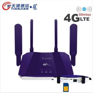 TIANJIE 4G SIM 카드 라우터 무선 WIFI 6 모뎀 LTE 액세스 포인트 CPE 4 안테나 핫스팟 글로벌 네트워크 어댑터 (IP 카메라용)