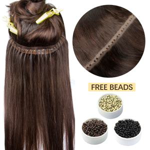 보이지 않는 구멍 플랫 Pu 테이프 인간의 머리카락 트윈 탭 25cm 긴 테이프 PU 씨실 실제 인간의 머리카락 접착제 없음 마이크로 링크 응용 프로그램 40-50g