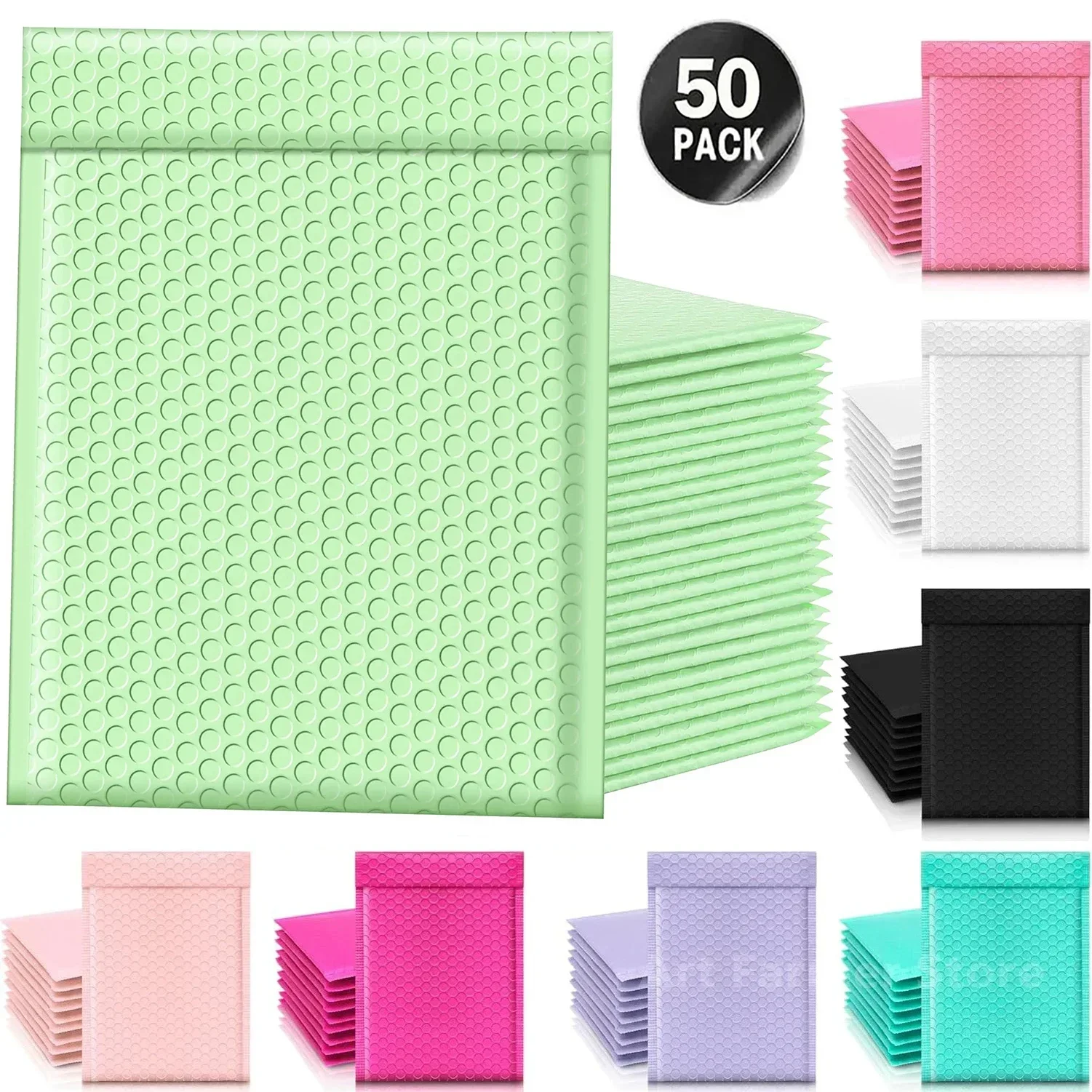 50 Pcs 멀티 컬러 배달 패키지 포장 소규모 비즈니스 용품 봉투 배송 패키지 버블 봉투 포장 가방