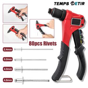 2.4mm/3.2mm/4.0mm/4.8mm 전기 리벳 건 키트 DIY 리벳 도구 삽입 너트 리벳 도구 홈 무선 리벳 도구 벨트 80 조각 리벳