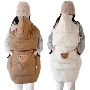 한국어 아기 유모차 담요 커버 만화 곰 후드 망토 케이프 두꺼운 신생아 Swaddle Wrap Windproof Infant Sleeping Quilt