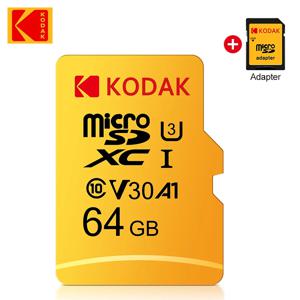 KODAK 64G 울트라 메모리 카드 64GB A1 U3 4K 마이크로 SD SDHC Microsd UHS-I C10 TF 성능 플래시 어댑터가 포함된 기존 Minisd