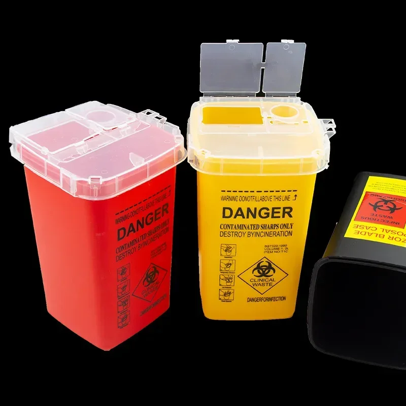 1L 플라스틱 문신 폐기물 상자 의료 용품 컨테이너 일회용 마이크로 블레이드 샤프 바늘 팁 눈썹 용 액세서리