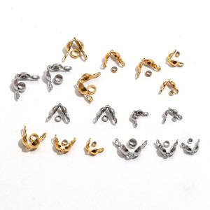 100 개/몫 스테인레스 스틸 골드 도금 커넥터 걸쇠 크림프 엔드 비즈 팔찌 목걸이 체인 DIY 쥬얼리 용품 만들기