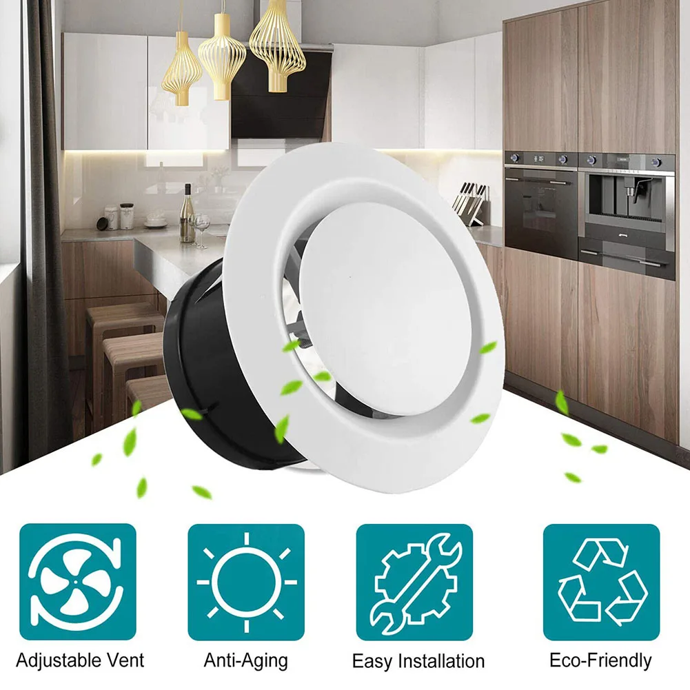 75-200mm 원형 에어 벤트 추출 밸브 그릴 배기 후드 ABS 에어 벤트 추출 밸브 그릴 덕트 환기 커버