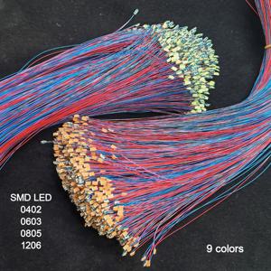 220pcs 사전 유선 0402 0603/0805/1206 SMD LED 9 색 3V led 30cm 전선 취미 모델 키트 자동차 철도 철도 스타쉽 조명