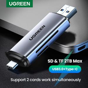 UGREEN 카드 리더기 USB3.0 및 USB C-SD MicroSD TF Thunderbolt 3 for PC 노트북 액세서리 스마트 메모리 카드 리더기 SD 카드 어댑터