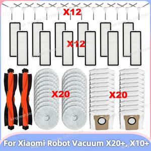 Xiaomi 로봇 청소기 X20+, X10+ / X20 Plus, X10 Plus 호환되는 교체 부품 액세서리 메인 롤러 사이드 브러시 헤파 필터 걸레 천 먼지 가방