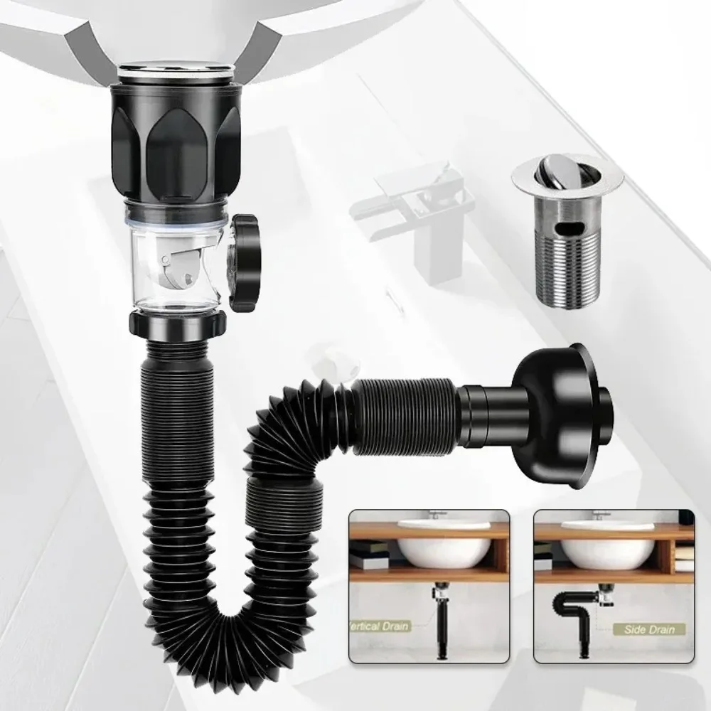 플립 탑 주방 싱크 배수 개폐식 탈취 필터 유연한 하수구 욕실 싱크 막힘 방지 주방 액세서리