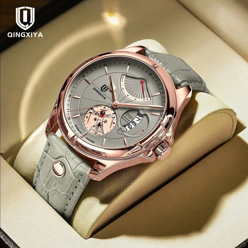 QINGXIYA 브랜드 럭셔리 비즈니스 남성용 석영 손목 시계 방수 날짜 가죽 남자 시계 남성용 패션 시계 Reloj Hombre