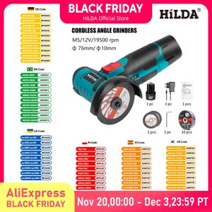 HILDA 리튬 전기 앵글 연마기, 미니 소형 가정용 핸드헬드 절단기, 연마기, 12V, 3 인치