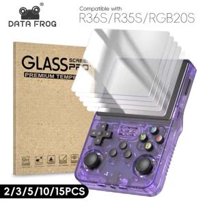 데이터 개구리 2/3/5/10/15pcs R36S 용 강화 유리 필름 R35S 게임 핸드 헬드 용 3.5 인치 게임 콘솔 화면 보호기 커버 필름
