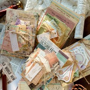 JIANQI 100 개/갑 장식 스크랩북 빈티지 재료 종이 콤보 키트 DIY 정크 저널 콜라주 사진 앨범 복고풍 배경 종이