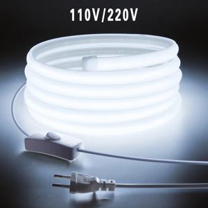 110V 220V 슈퍼 밝은 COB LED 스트립 스위치 FOB 테이프 리본 EU 미국 플러그 35M 30M 20M 15M 10M 5M 네온 불빛 주방 룸