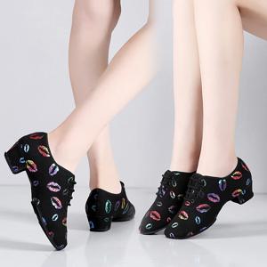 CLYFAN 레이스 업 라틴 댄스 신발 연습 폐쇄 발가락 볼룸 현대 살사 댄스 교육 성능 발레 신발 소녀 키즈