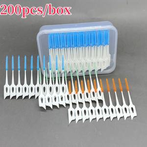 20-200pcs 치아 사이의 치간 실리콘 브러시 스레드 이쑤시개 브러시 일회용 구강 청소 도구와 실리콘 이쑤시개