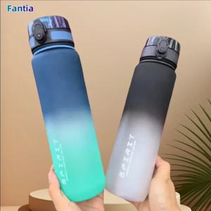 500ML/650ML/1000ML 대용량 스포츠 병 동기 부여 누출 방지 휴대용 재사용 가능한 플라스틱 컵 야외 여행 체육관 주전자