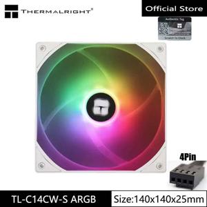 Thermalright 14cm ARGB TL-C14CW-S 케이스 CPU 냉각 팬은 마더보드 PWM/ARGB 동기화를 지원합니다.