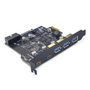PCI E USB 3 어댑터 멀티플라이어 USB3 3.1 컨트롤러 라이저 카드 타입 C USB 3.2 Gen1 PCIE 카드 허브 USB 3.0 PCI 익스프레스 보드 PCI-E