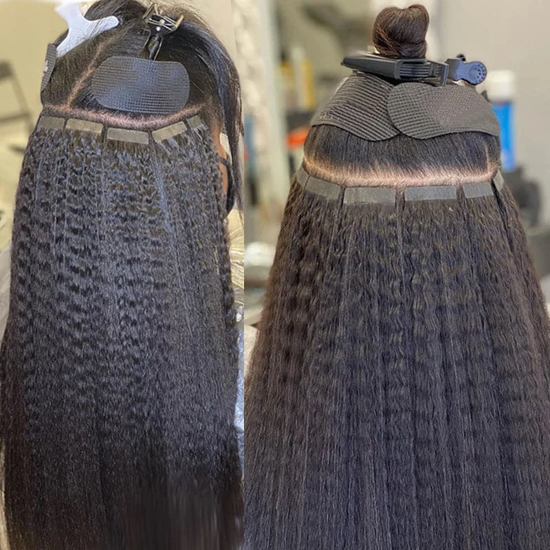 100% 인간의 머리카락 확장에 변태 직선 보이지 않는 테이프 16