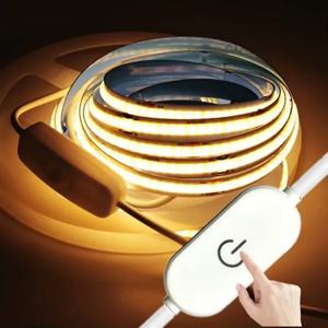 1-5M USB LED 스트립 빛 5V 320LED/M COB 터치 센서 디 밍이 가능한 램프 테이프 DIY 미러 백라이트 TV 주방 룸 야간 조명