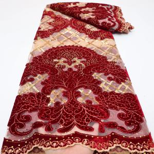 도매 패션 아프리카 벨벳 레이스 원단 2025 고품질 여성 파티 스팽글 자수 나이지리아 레이스 소재