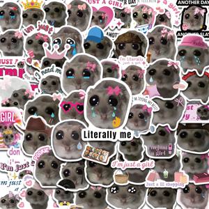 56PCS 슬픈 햄스터 Meme 귀여운 마우스 재미 패턴 스티커 미적 Kawaii 데칼 귀여운 만화 노트북 수하물 자전거 일기 스티커